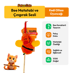PetzzCats Bee Matatabi ve Çıngırak Sesli Kedi Oltası Oyuncağı Turuncu 42 Cm