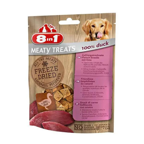 8 in 1 Freeze Dried Tahılsız Kurutulmuş Ördekli Köpek Ödül Maması 1 Adet 50 Gr