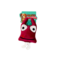 PetzzDogs Trape Sesli Dayanıklı Peluş Köpek Çiğneme Oyuncağı Bordo 23x15 Cm