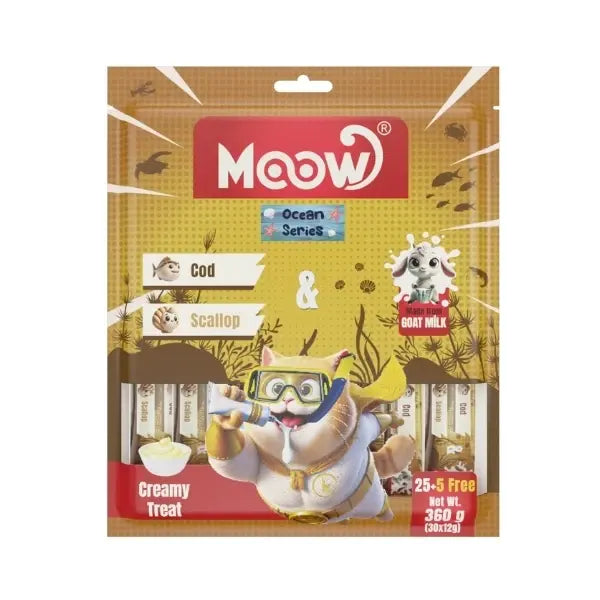 Moow Morina Balıklı Deniz Taraklı ve Keçi Sütlü Yetişkin Sıvı Kedi Ödül Maması 1 Adet 30x12 Gr