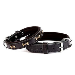 Doggie Comfort Deri Kemik Süslü Köpek Boyun Tasması Medium Siyah 2.5x37-45 Cm