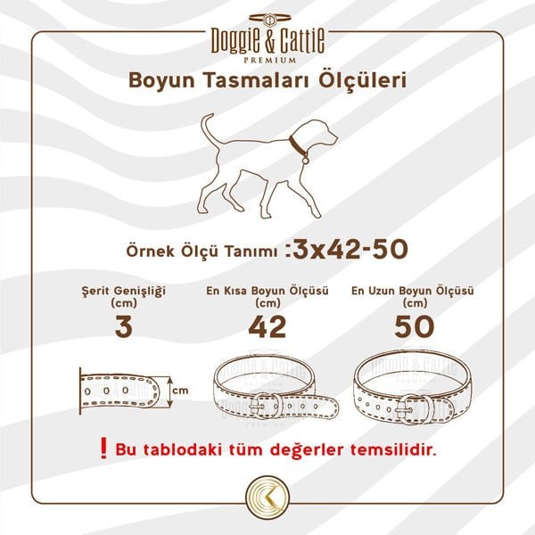 Doggie Comfort Dokuma Köpek Boyun Tasması Medium Haki 2x35-40 Cm