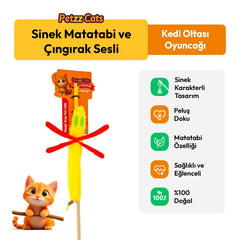 PetzzCats Sinek Matatabi ve Çıngırak Sesli Kedi Oltası Oyuncağı Sarı 42 Cm
