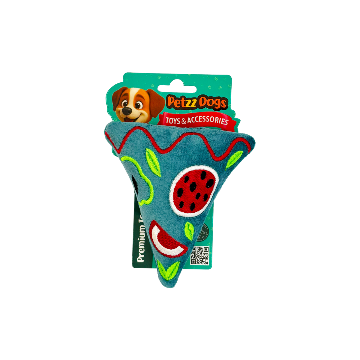 PetzzDogs Little Pizza Sesli Dayanıklı Peluş Köpek Çiğneme Oyuncağı Mavi 14x13 Cm