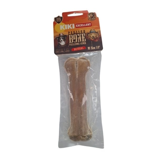 Kiki Excellent Sığır Derisinden Naturel Pres Kemik Köpek Ödülü 15 Cm