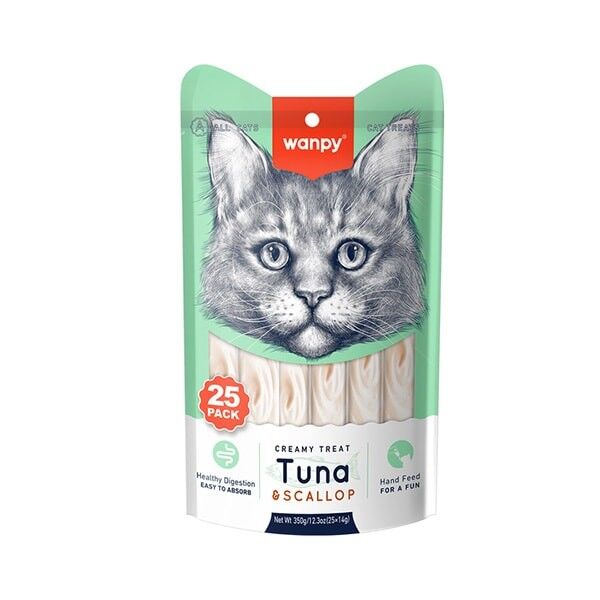 Wanpy Ton Balıklı ve Deniz Taraklı Sıvı Kedi Ödülü 1 Adet 25x14 Gr
