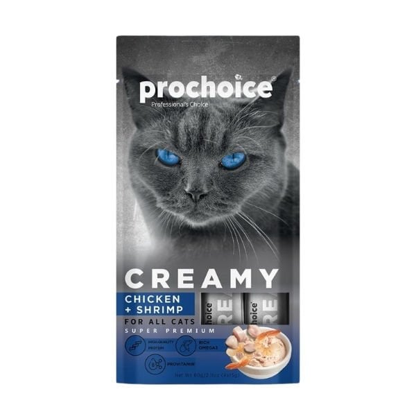 Prochoice Creamy Tavuklu ve Karidesli Sıvı Kedi Ödül Maması 1 Adet 4x15 Gr