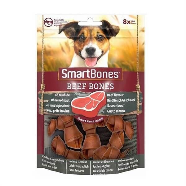 Smart Bones Sığır Etli Mini Düğüm Kemik Köpek Ödül Maması 128 Gr